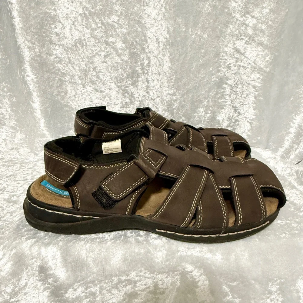 St Johns Bay Felix Mens 11M Dark Brown Fisherman Sandals‎ Memory Foam SJB FELIX